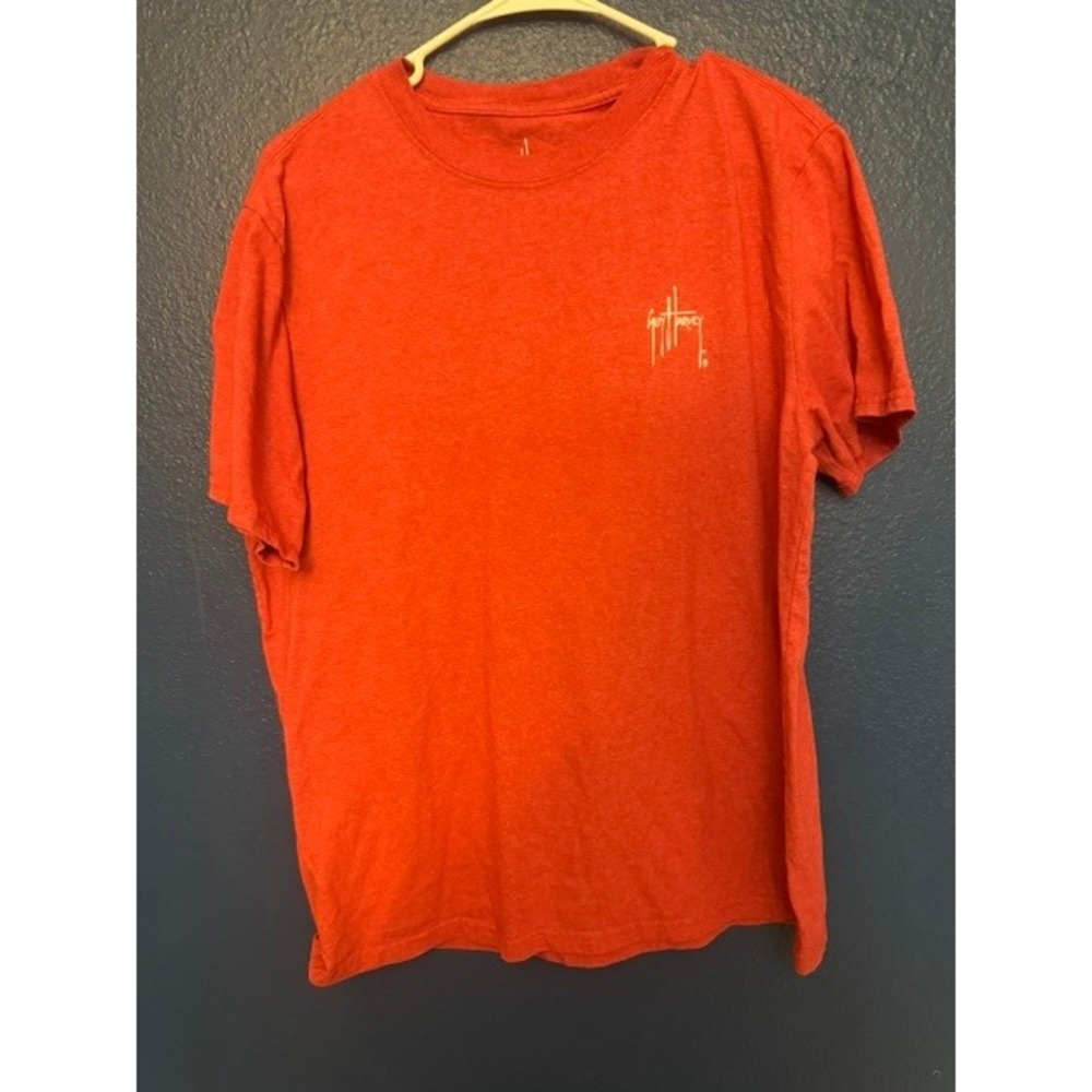 Guy‎ Harvey Mens Red Heather Marlin Fish Graphic T-Shirt Short Sleeve Large (B)